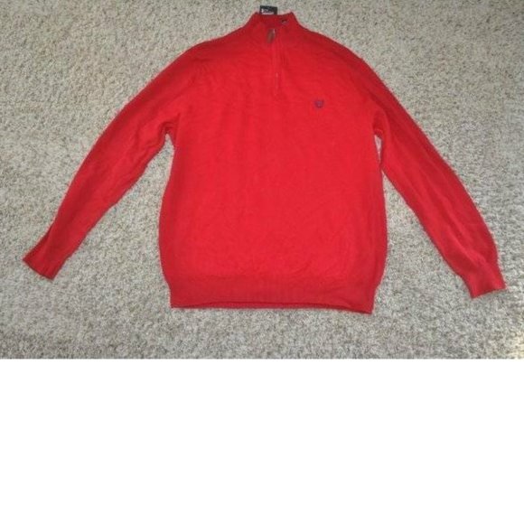 Womens Cashmere Sweater XL Chaps Red Long Sleeve Zip Neck Ribbed Holiday - Picture 1 of 4